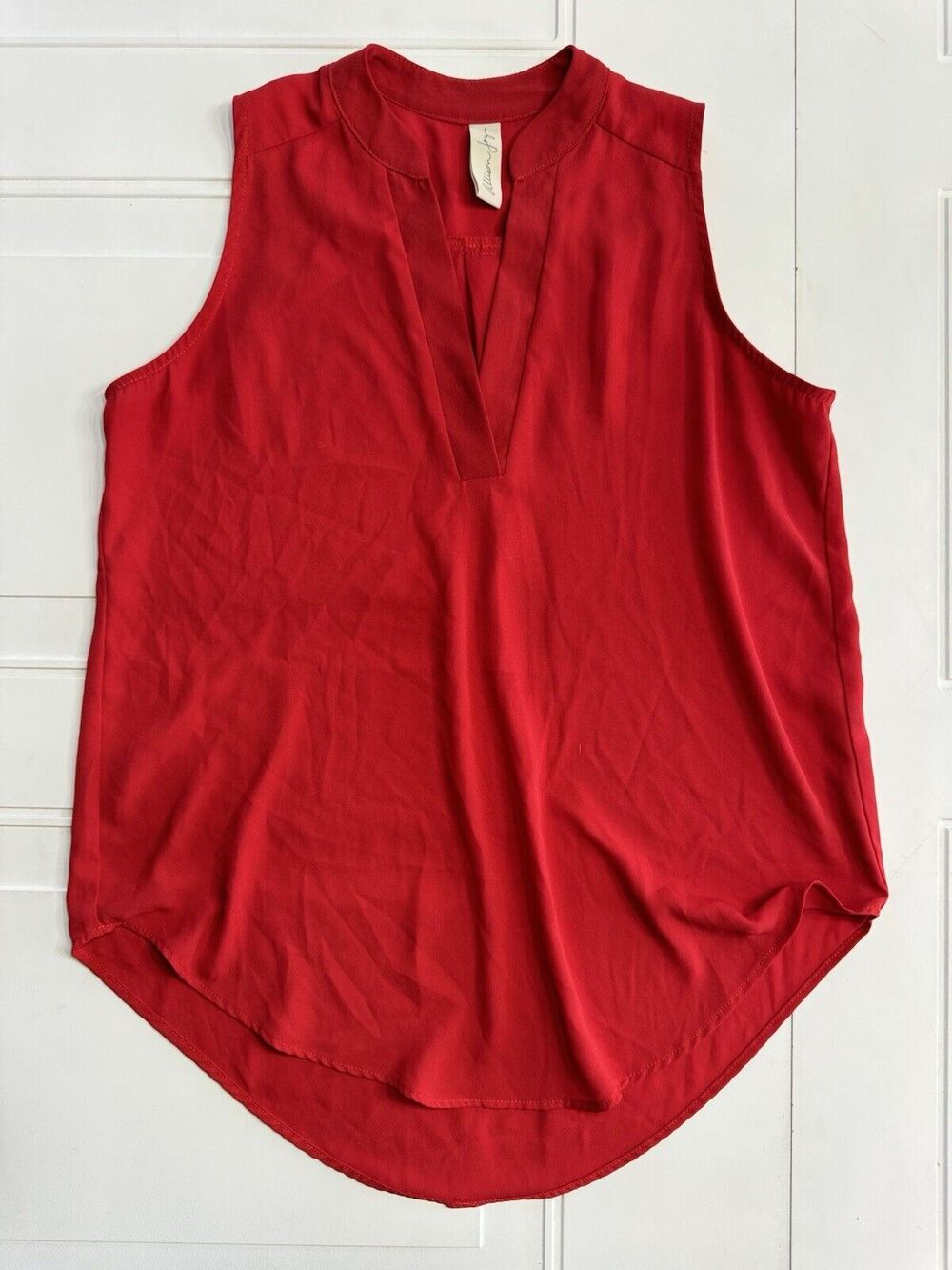 Allison Joy Women’s Size S V Neck Red Sleeveless Blouse Top Shirt